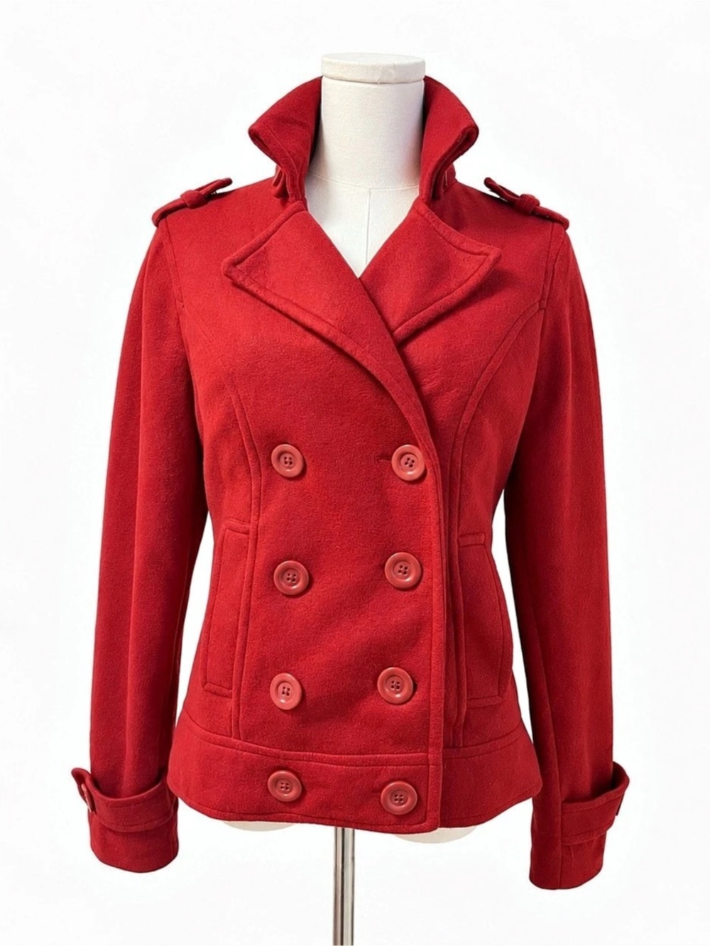 Muscato Women's Red Pea Coat Size M/M NWT